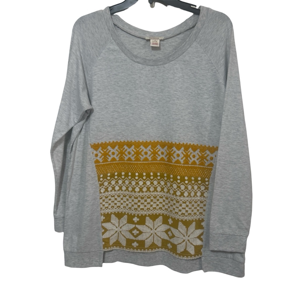Sundance Heather Gray Embroidered Boho Raglan Sweatshirt - Size M